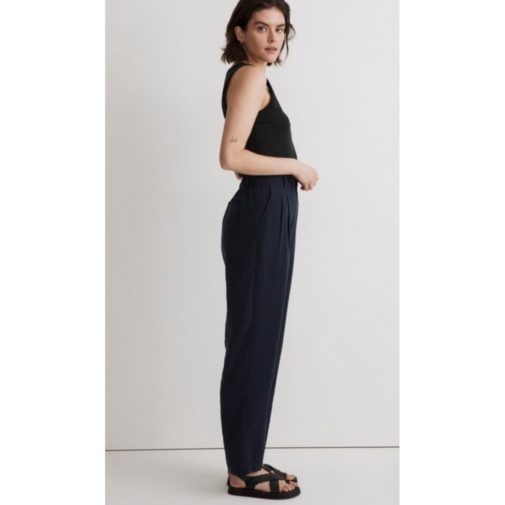 Madewell Tailored Tapered Pant in Softdrape Deep Indigo‎ Blue NL211 Size 4 NEW - Picture 2 of 6